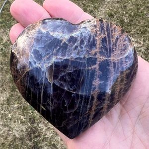 Black & Gray Moonstone Heart Crystal 168 grams from Madagascar